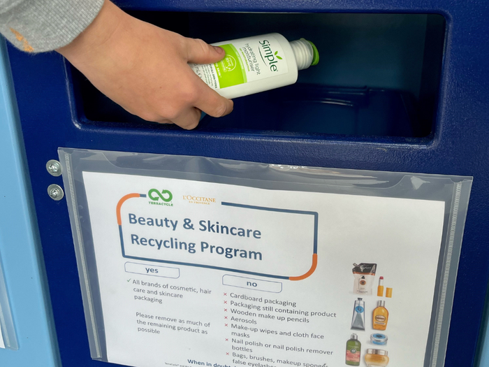 A recycling hub at Whitemark, Flinders Island accepts cosmetic packaging