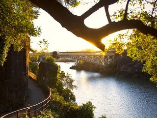 View from Cataract Gorge toward Kings Bridge